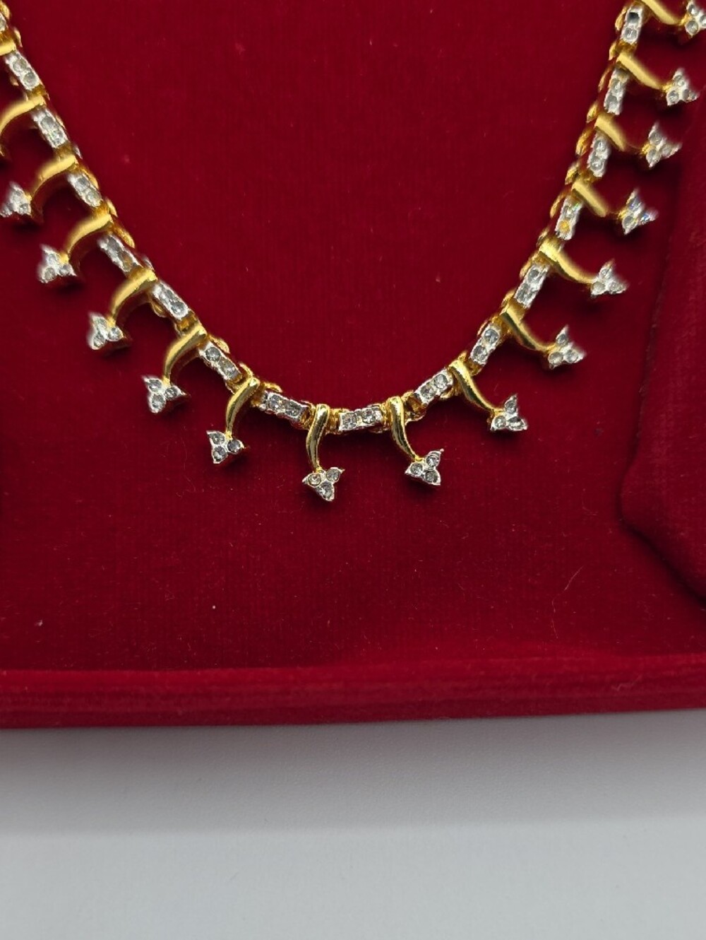 ZAVERI PEARLS Gold-Tone Necklace with Clear Stone Drops - Picture 2 of 13